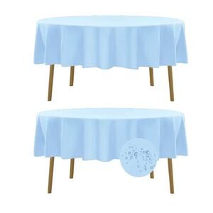 Fokitut Round Tablecloth 70” Blue Mist Waterproof Polyester 2 Pack